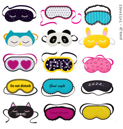 Eye mask vector sleeping night accessory relax resst in traveling illustration set of face sleepy 54534463