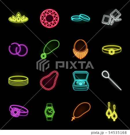 Jewelry and accessories neon icons in set collection for design.Decoration vector symbol stock web 54535168