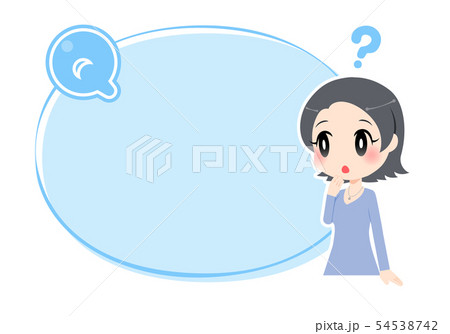 Qマークの付いた水色の枠と女性(?つき) Qマークの付いた水色の枠と女性(?つき) 54538742