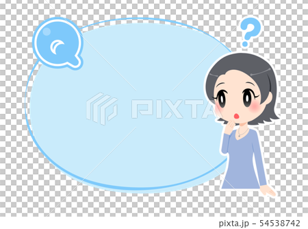 Qマークの付いた水色の枠と女性(?つき) Qマークの付いた水色の枠と女性(?つき) 54538742