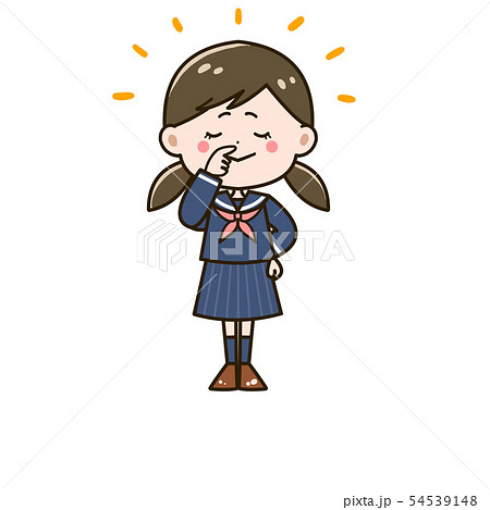 得意気に鼻をかく女の子 ポーズ イラストのイラスト素材