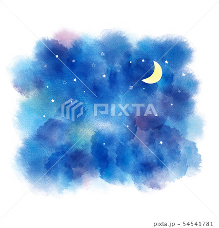 夜 水彩イラストのイラスト素材