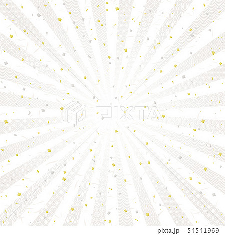純白　放射状　金銀ちりばめた和風背景 54541969
