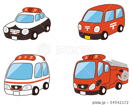 Police Car Ambulance Fire Engine Post Car Stock Illustration