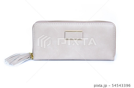 Closeup modern grey woman wallet fashion on white Closeup modern grey woman wallet fashion on white 54543396