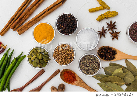 インド料理のスパイス集合写真　Spice India dish of the curry 54543527