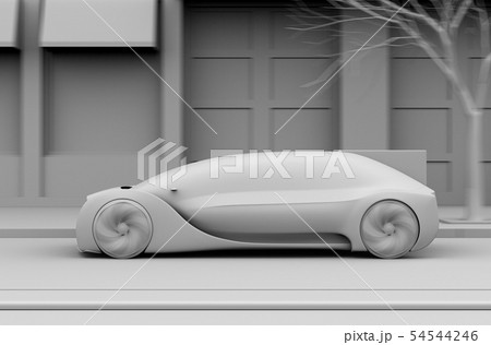 一般道に走行中の自動運転車のクレイレンダリングイメージ 一般道に走行中の自動運転車のクレイレンダリングイメージ 54544246