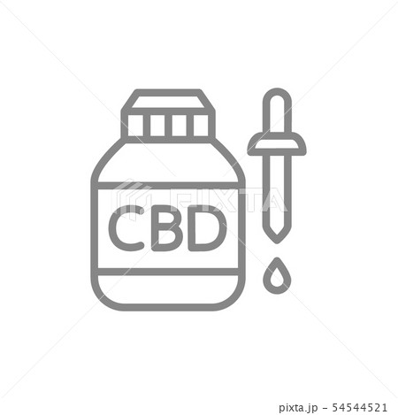 CBD oil, medical cannabis extract, hemp oil in bottle line icon. 54544521