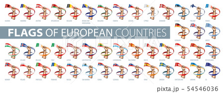 Hand and national flag. Vector illustration of a set of European flags 54546036