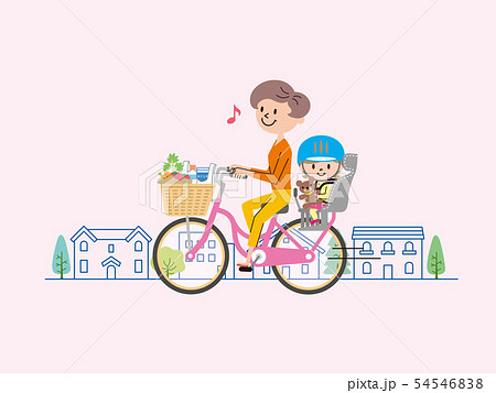 ママチャリ　買い物　イラスト 54546838