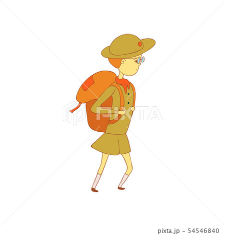 Scout comes with a backpack. Vector illustration on white background. Scout comes with a backpack. Vector illustration on white background. 54546840