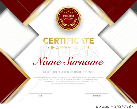 diploma certificate template red and gold color. 54547537