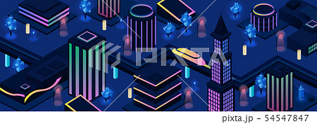 Future city night streets background 54547847