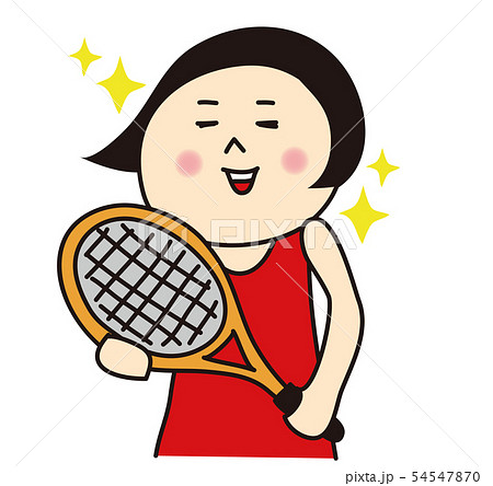 テニスラケットを持つ女性のイラスト素材