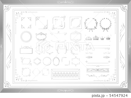 フォーマル フレーム セット シルバーのイラスト素材