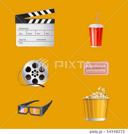 Movie theater objects realistic vector set 54548273