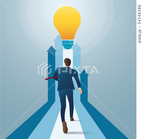 businessman running to light bulb 54548386