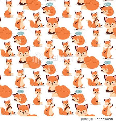 Fox Character Doing Different Activities Funny のイラスト素材
