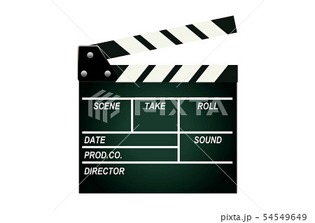 映画の撮影に使うカチンコ ボード のイラスト 白背景のイラスト素材