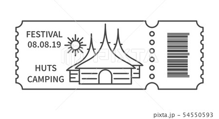 Ticket with barcode with hut Ticket with barcode with hut 54550593
