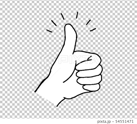 グッドサインを出す手文字付 シンプル のイラスト素材
