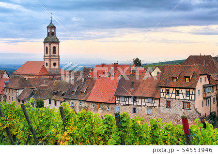 Riquewihr, Alsace, France on sunset 54553946