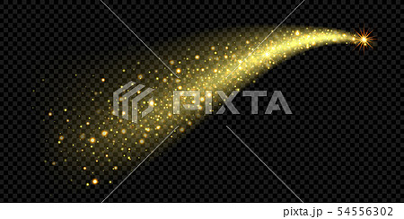 Gold glitter stardust trail. Spark light christmas 54556302