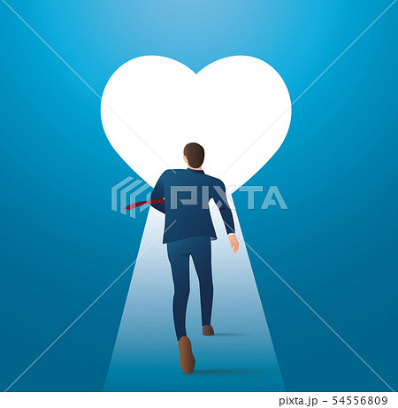 man running into big heart hole man running into big heart hole 54556809