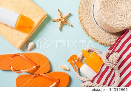 Summer vacation background with copy space. Flat Summer vacation background with copy space. Flat 54556966