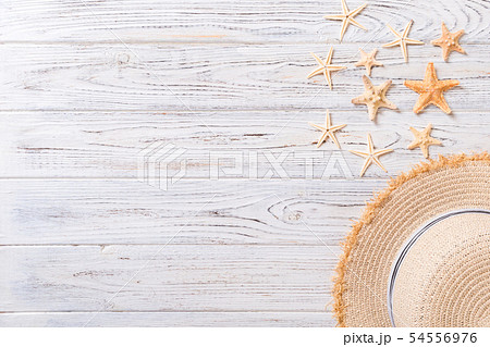 Summer holiday background with straw hat and Summer holiday background with straw hat and 54556976