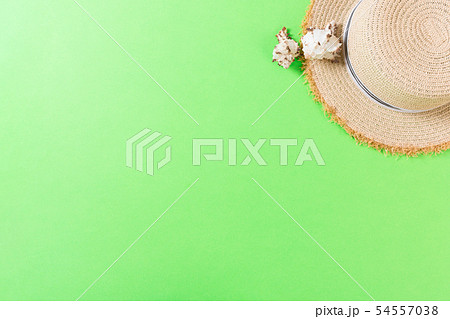 Summer holiday background with straw hat and Summer holiday background with straw hat and 54557038