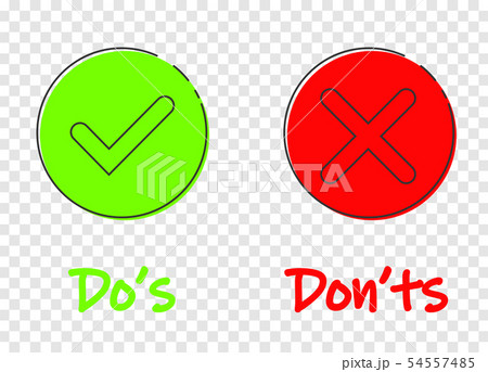 Do s and don ts sign icon in flat style. Like, unlike vector illustration on transparent background 54557485