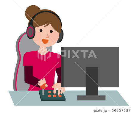 eスポーツ　女性　イラスト 54557587
