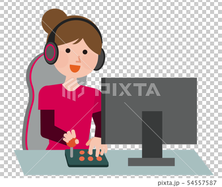 eスポーツ　女性　イラスト 54557587