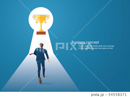 businessman walking into the trophy businessman walking into the trophy 54558371