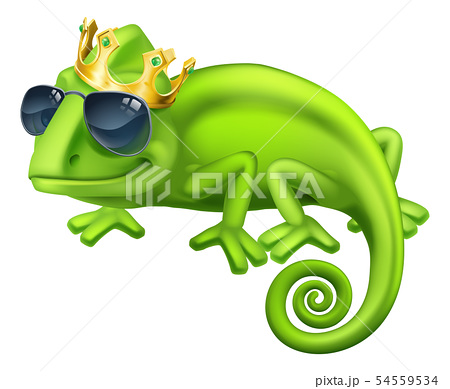 Chameleon Cool King Cartoon Lizard Characterのイラスト素材 54559534 Pixta