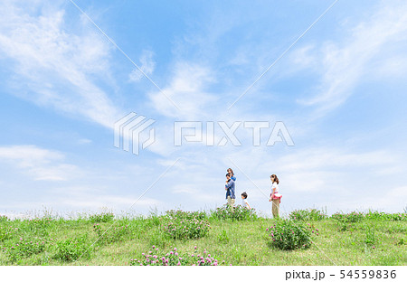 家族、青空、肩車、旅行 54559836