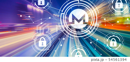 Monero cryptocurrency security theme with high speed motion blur Monero cryptocurrency security theme with high speed motion blur 54561394