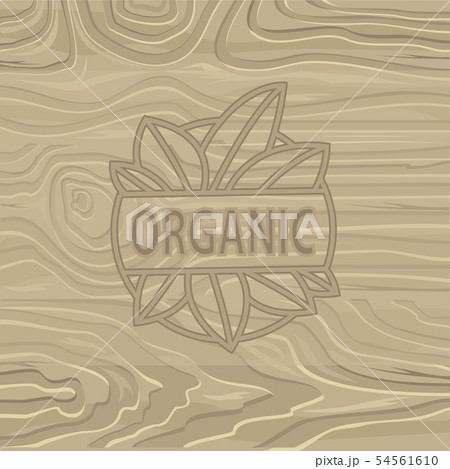 Organic Food Lettering on Wooden Background. Vector 54561610