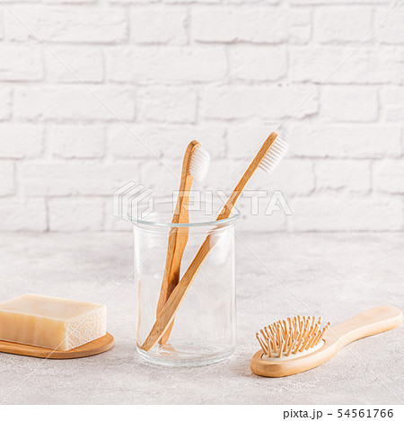 Set of eco-friendly bathroom accessories. Set of eco-friendly bathroom accessories. 54561766