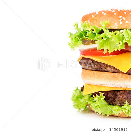 Big delicious classic burger isolated on white. Big delicious classic burger isolated on white. 54561915