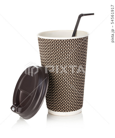 Front view of recycling paper glass on white. Front view of recycling paper glass on white. 54561917