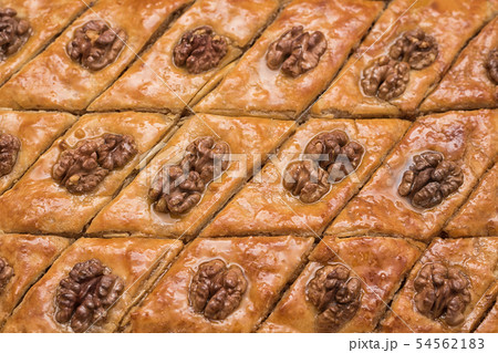 Turkish baklava with walnuts. Close-up. Turkish baklava with walnuts. Close-up. 54562183