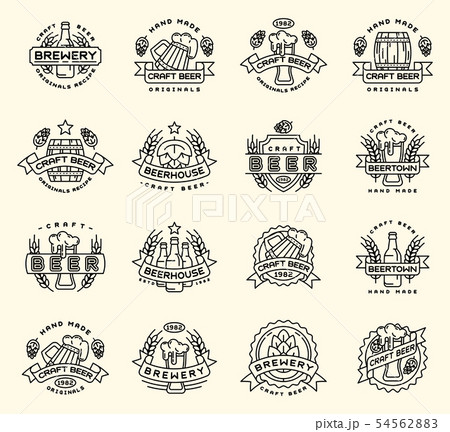 Beer logo badges vintage craft old fashion drink beer bottles company logotype icons illustration 54562883