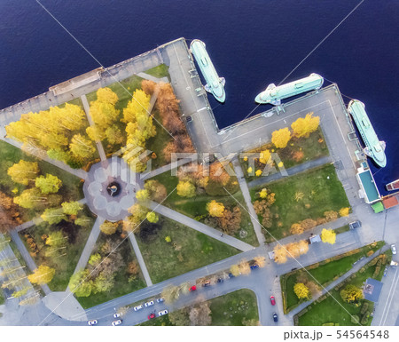 Geometry of city park and lake embankment with shi Geometry of city park and lake embankment with shi 54564548