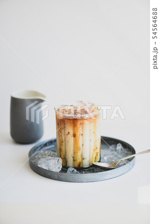 Ice caramel macchiato coffee with vanilla syrup Ice caramel macchiato coffee with vanilla syrup 54564688
