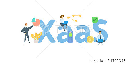 XaaS, Anything-as-a-Service. Concept with people, letters and icons. Flat vector illustration 54565343