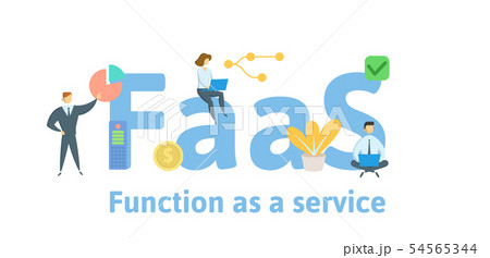 FaaS, Function as a Service. Concept with people, keywords and icons. Flat vector illustration 54565344