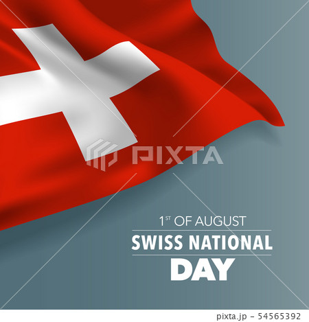 Happy Swiss national day greeting card, banner, Happy Swiss national day greeting card, banner, 54565392