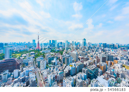 東京の都市風景 アニメ風のイラスト素材